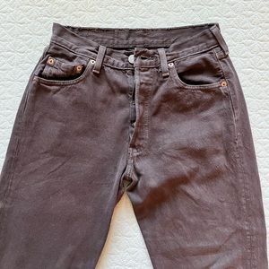 One-of-a-kind, chocolate brown vintage 501s